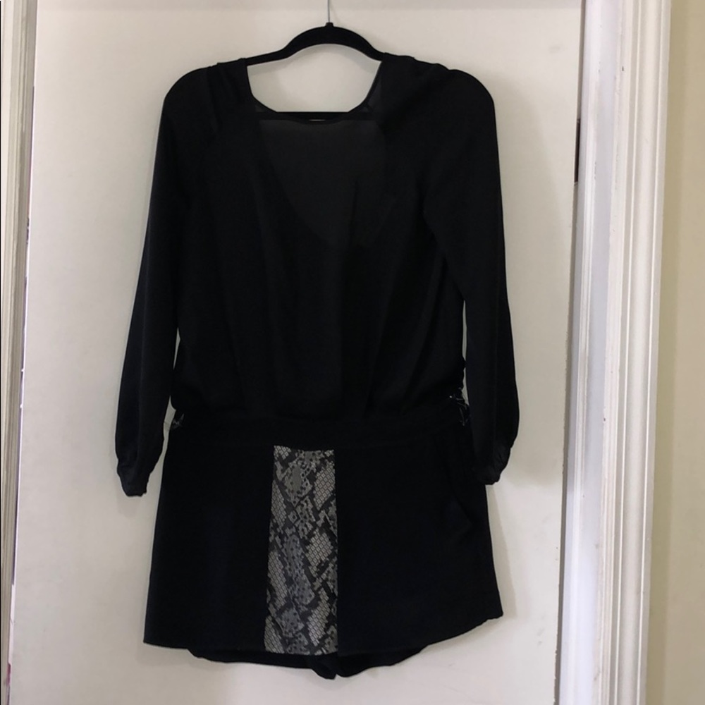 Ramy Brook Black Romper with Lace Skirt Front